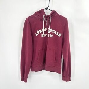 Y2K Aeropostale Zip Hoodie‎ XL Burgundy Preppy 2000s Skater Mallcore Streetwear